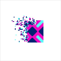 Pixel dispersed filled rectangle, illustration for graphic design