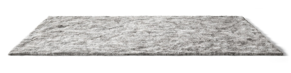 Gray fluffy carpet. Isolated with clipping path. 3d illustration