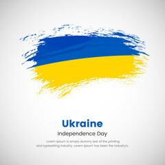 Brush painted grunge flag of Ukraine country. Independence day of Ukraine. Abstract creative painted grunge brush flag background.