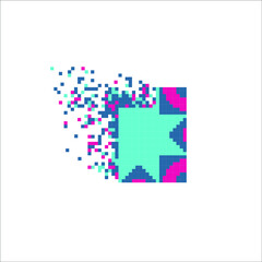 Pixel dispersed filled rectangle, illustration for graphic design