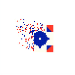 Obraz premium Pixel art 8 bit dispersed filled rectangle, illustration for graphic design