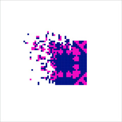 Pixel art 8 bit dispersed filled rectangle, illustration for graphic design