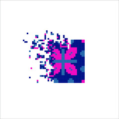 Digital Pixel dispersed filled rectangle, illustration for graphic design