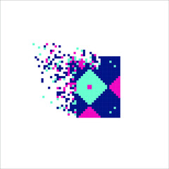 Pixel dispersed filled rectangle, illustration for graphic design