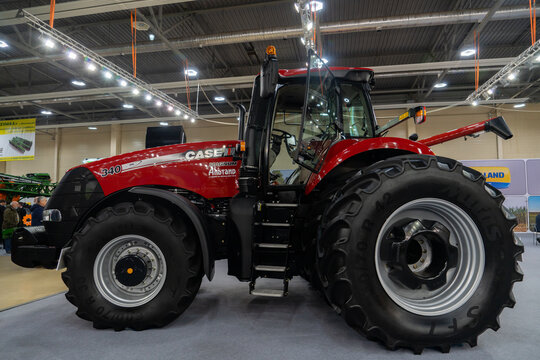 Rostov-on-Don, Russia - February, 2021: Agricultural tractor CASE IH 340 on a "Interagromash" expo