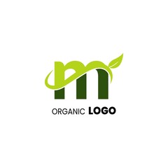 alphabet capital logo. Creative design concept green color with organic plant