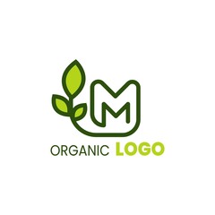 alphabet capital logo. Creative design concept green color with organic plant