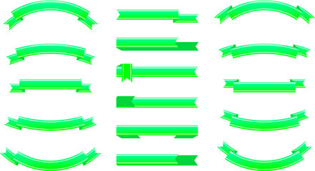 Obraz premium 緑色のリボン型のタイトルフレーム ベクターセット