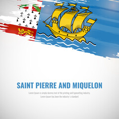Happy national day of Saint Pierre and Miquelon with brush style watercolor country flag background