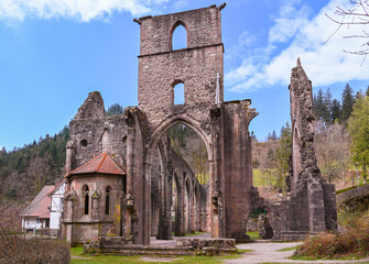Fototapeta premium The historical ruins of Abbey Allerheiligen, (All Saints‘ Abbey) in the Northern Black Forest. Baden Wuerttemberg, Germany, Europe