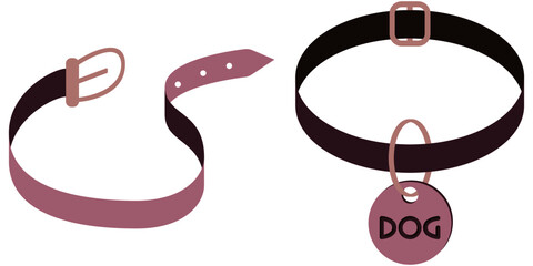  collars for pet dogs in flat style. Vector illustration