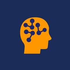 neuron connections in brain icon with a head