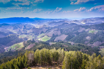 View from the Buchkopf tower in Oppenau-Maisach Black Forest Germany. Baden Wuerttemberg, Germany,...