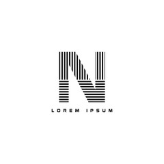 alphabet logo template with stripes lines black and white