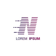alphabet logo template with fast stripes lines purple gradient and hidden mesage