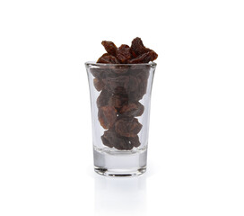raisin in a glass bowl isolated on white