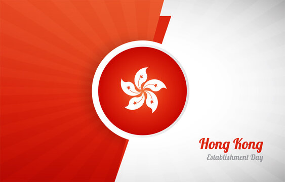 Happy establishment day of Hong Kong greeting background. Abstract Hong Kong country flag illustration