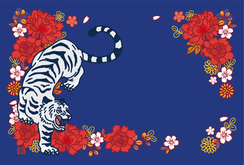 22年 年賀状 寅年 墨絵 手書きイラスト Wall Mural Matsu