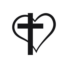 Cross heart icon. christian vector, Faith Jesus design.
