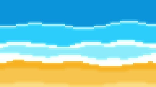 Beach Top View transition animation in pixel style