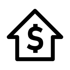 House Symbol with a US Dollar Currency Sign Flat Icon. Vector Image.