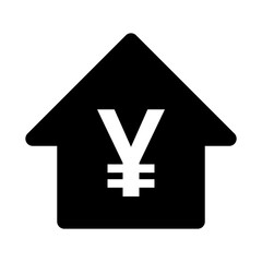 Fototapeta premium House Symbol with a Chinese Yuan or Japanese Yen Currency Sign Flat Icon. Vector Image.