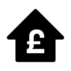 House Symbol with a Pound Sterling Currency Sign Flat Icon. Vector Image.