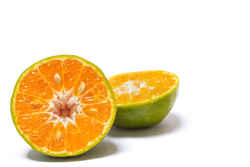 Fototapeta na wymiar Close-up ,The Orange fruit on white backdrop.The fruit have many vitamin C.
