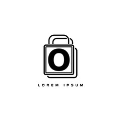 alphabet logo template black and white combined with shopping bag icon