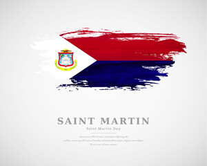 Happy national day of Saint Martin with artistic watercolor country flag background