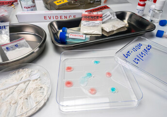 crime lab positive drug test, conceptual image