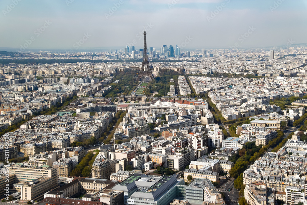 Sticker Tour Eiffel et Champ de Mars, vue du ciel à Paris