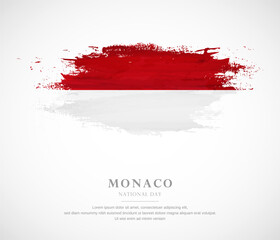 Abstract watercolor brush stroke flag for national day of Monaco