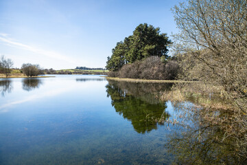 Fototapeta na wymiar Lindean Reservoir and nature reserve in the Scottish Borders