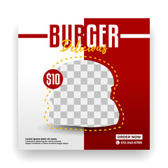 social media templates for a burger restaurant. promotional media for fast food menus.