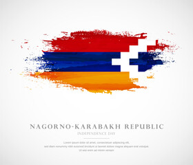 Abstract watercolor brush stroke flag for independence day of Nagorno-Karabakh Republic