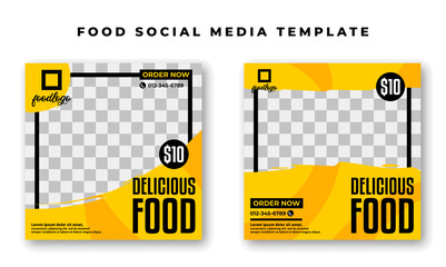 a social media banner template with a food theme, perfect for a restaurant's promotional on social media.