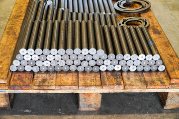 Naklejka premium Round steel shaft, raw material for automotive parts