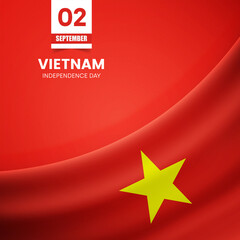 Creative Vietnam flag on fabric texture. Vintage style independence day background