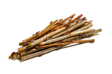 cut currant twigs close-up on a white background