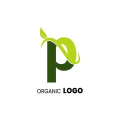 alphabet capital logo. Creative design concept green color with organic plant