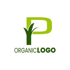alphabet capital logo. Creative design concept green color with organic plant