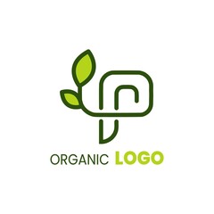 alphabet capital logo. Creative design concept green color with organic plant