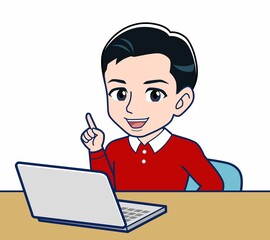 赤い服を着た若い男性