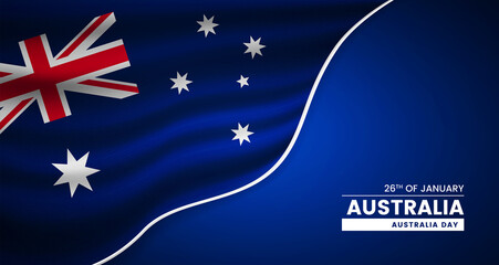 Obraz na płótnie Canvas Abstract national day of Australia background with elegant fabric flag and typographic illustration