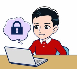 赤い服を着た若い男性