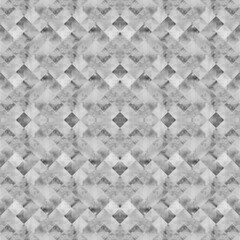 Seamless abstract watercolor pattern with black and white rhombs