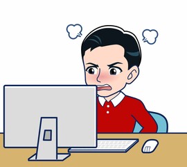 赤い服を着た若い男性