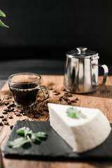 Venezuelan cheese with coffee on the table