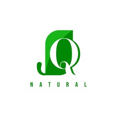 alphabet capital logo. Creative design concept green color with organic plant